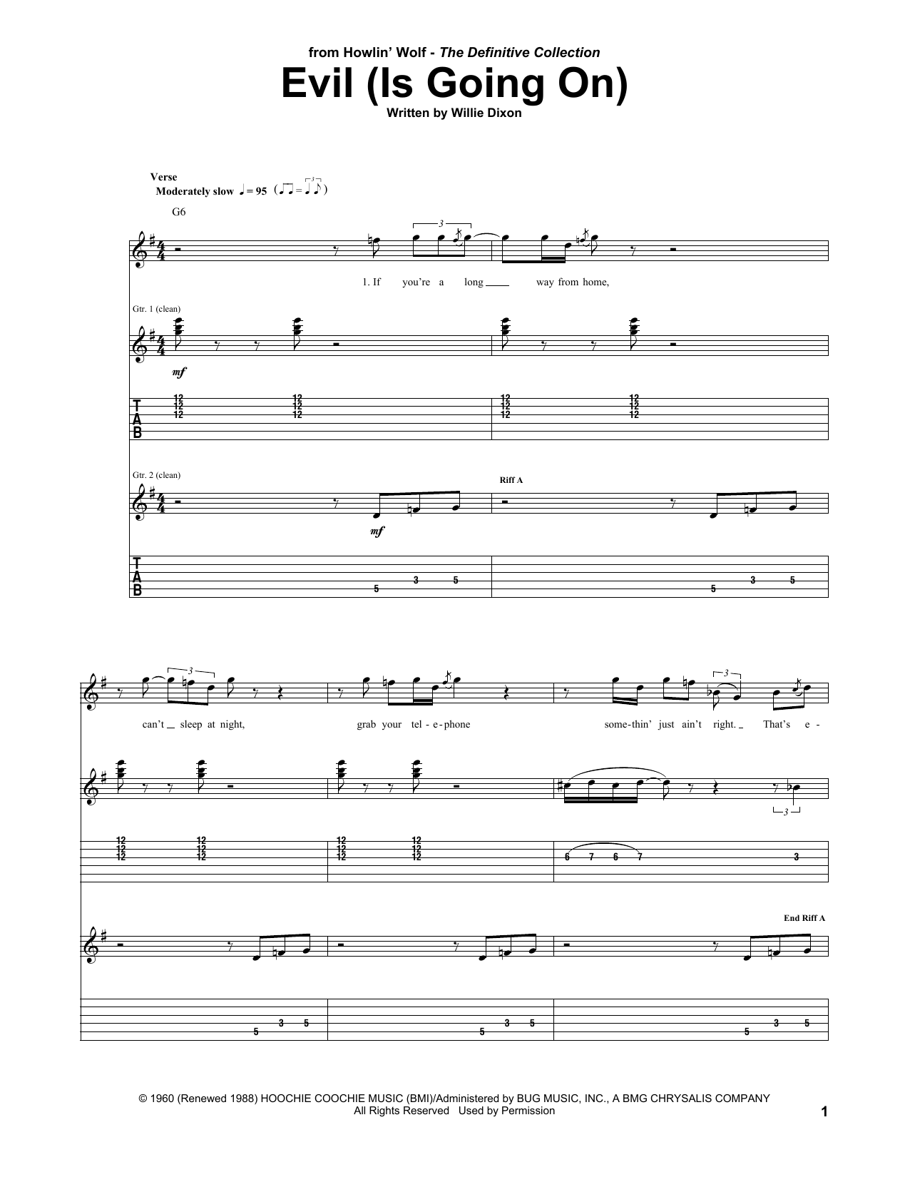 Download Howlin' Wolf Evil (Is Going On) Sheet Music