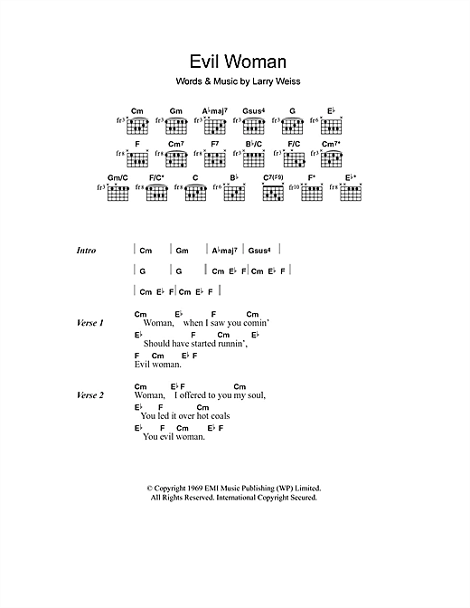 Download Spooky Tooth Evil Woman Sheet Music