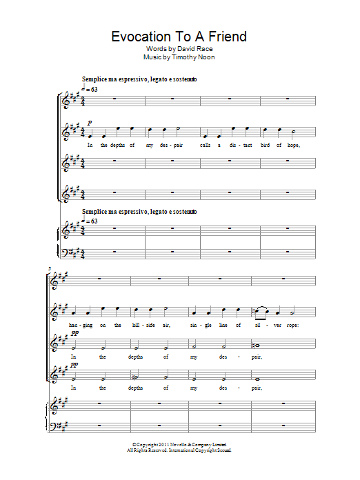 Download Timothy Noon Evocation To A Friend Sheet Music