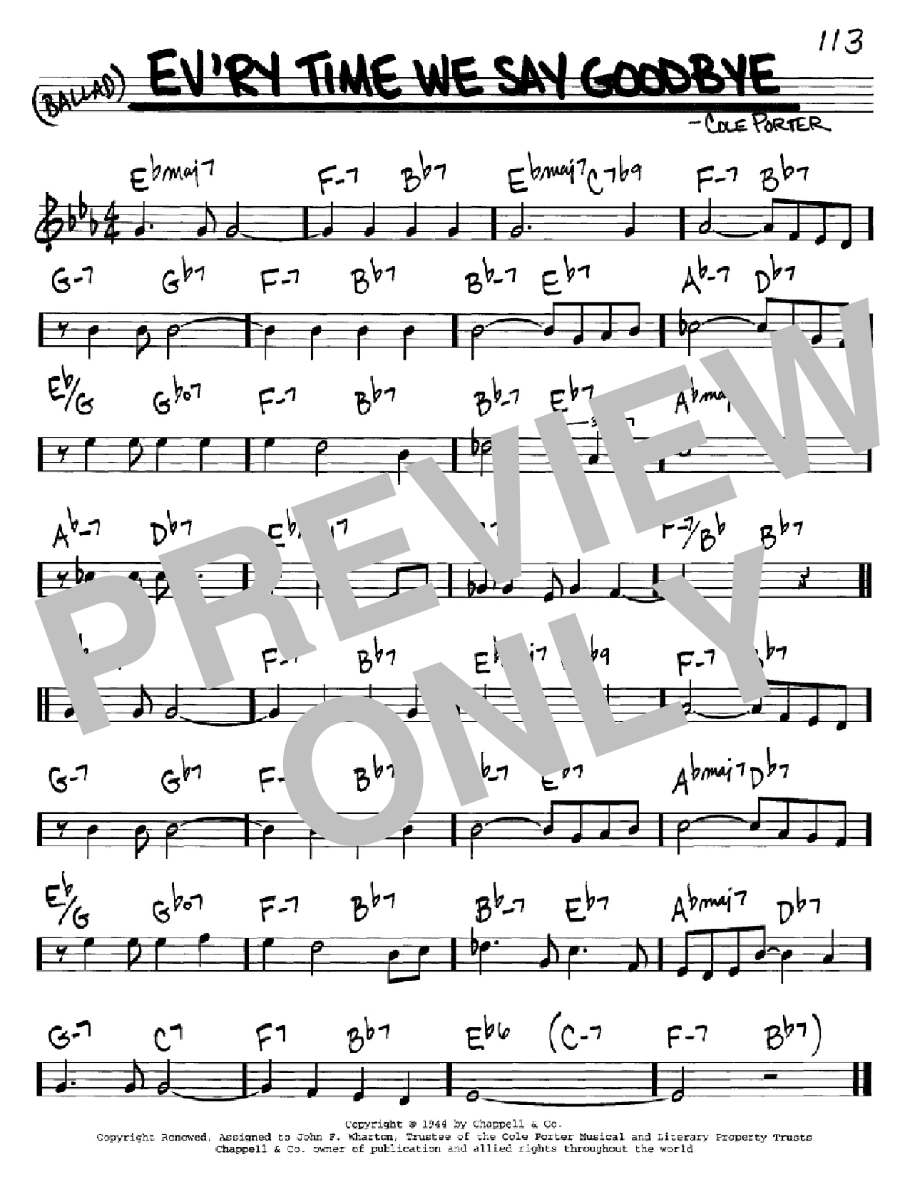 Download Cole Porter Ev'ry Time We Say Goodbye Sheet Music
