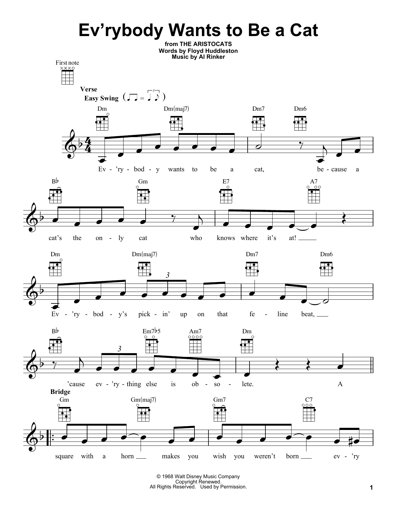 Download Al Rinker Ev'rybody Wants To Be A Cat Sheet Music