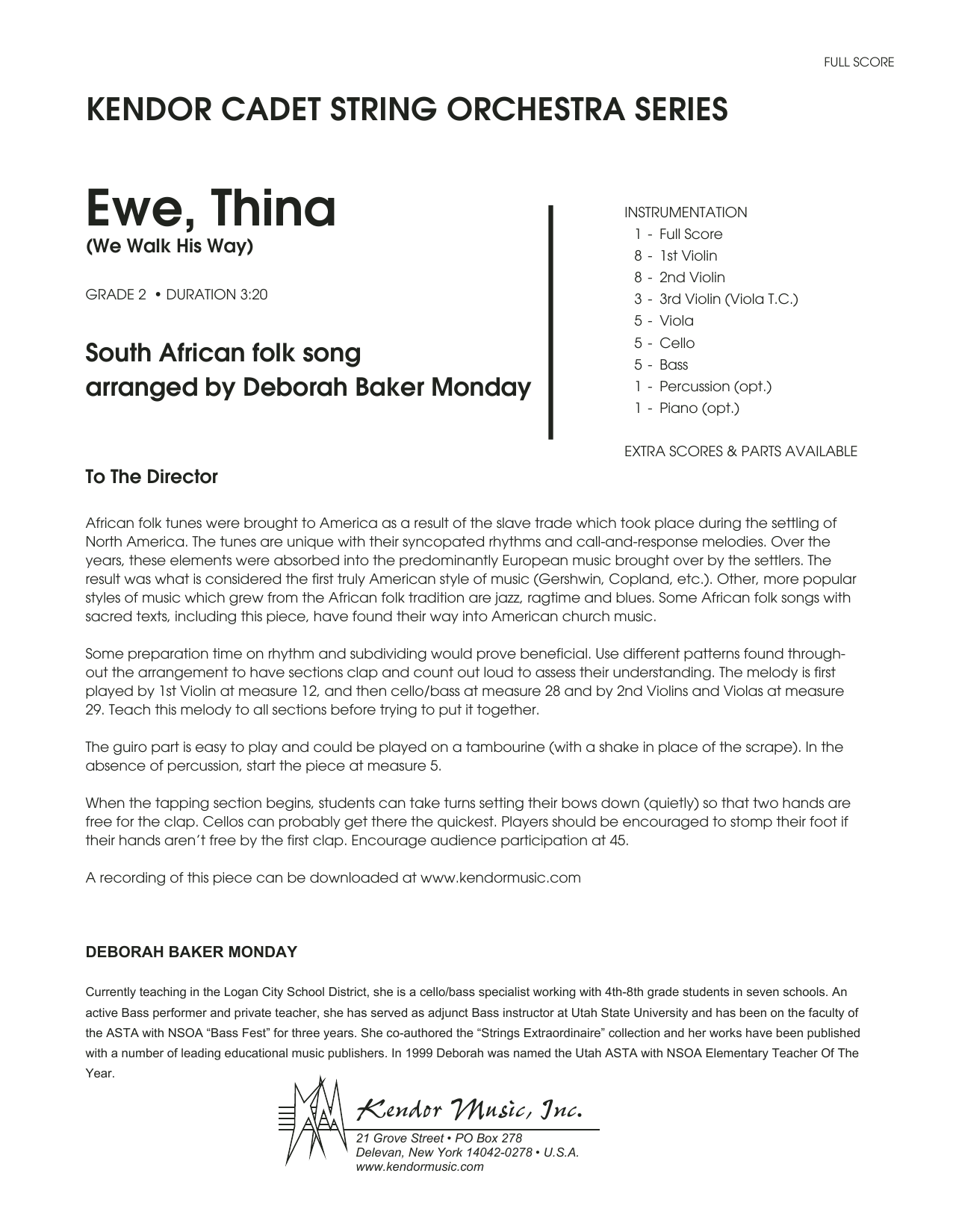 Download Deborah Baker Monday Ewe, Thina (We Walk His Way) - Full Sco Sheet Music