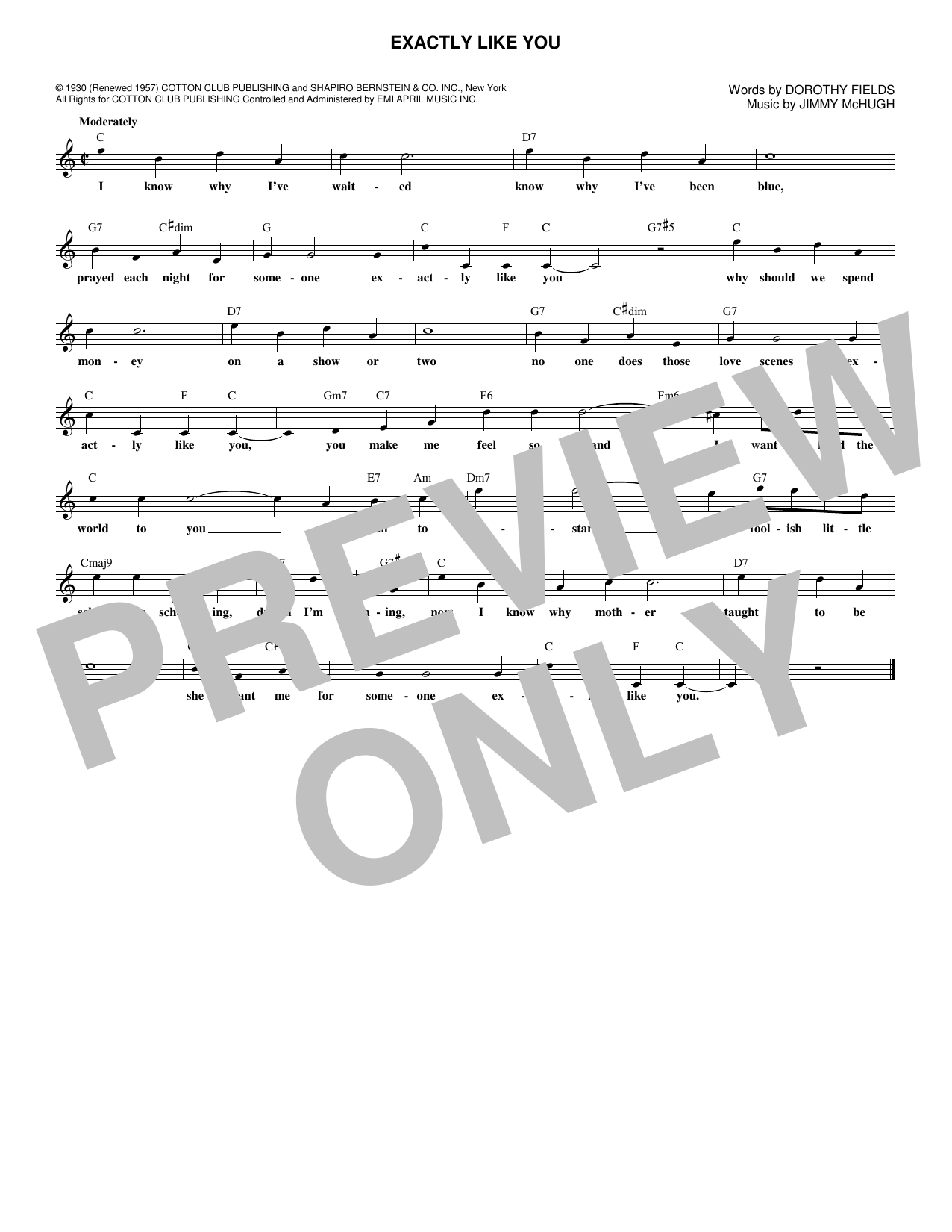Download Dorothy Fields Exactly Like You Sheet Music
