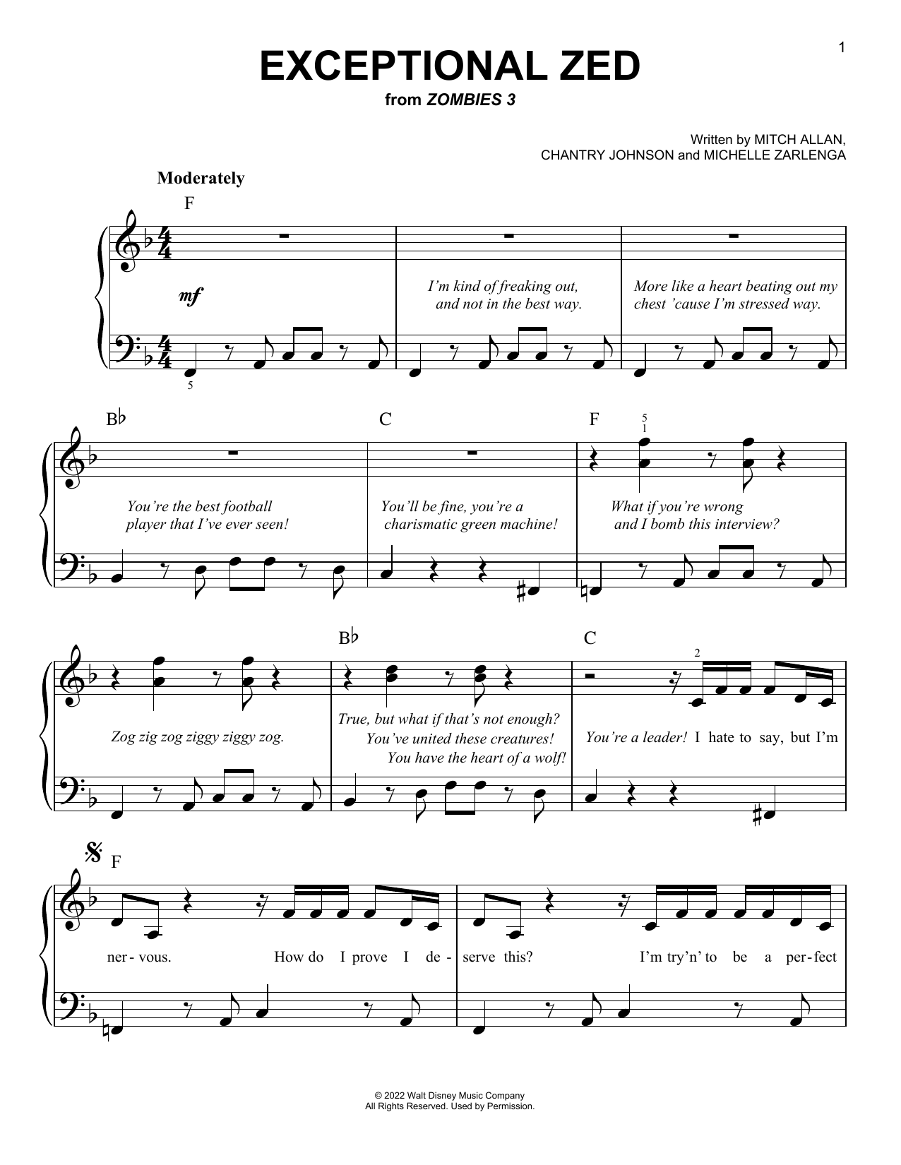 Download Zombies Cast Exceptional Zed (from Disney's Zombies Sheet Music