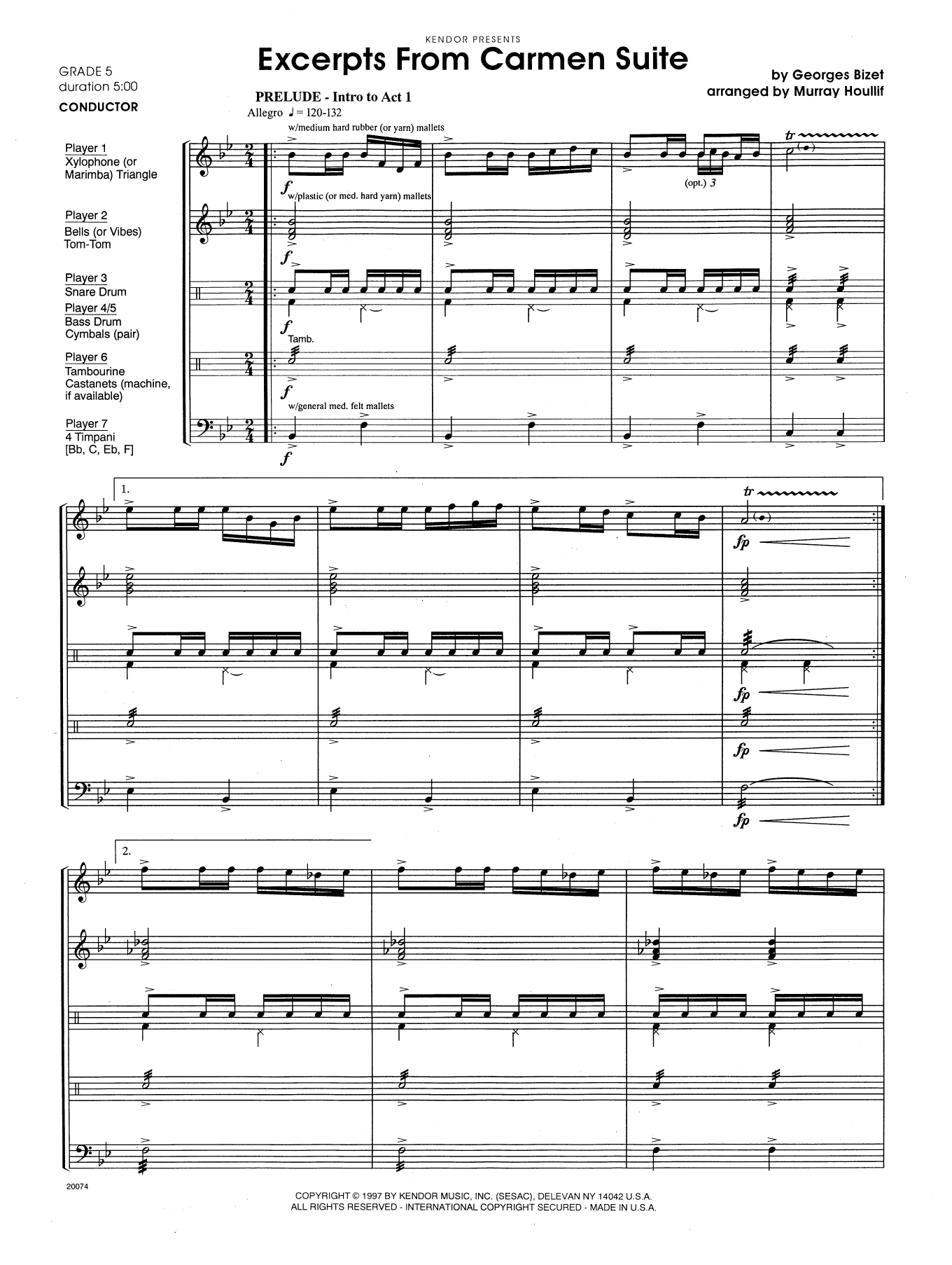 Download Murray Houllif Excerpts From Carmen Suite - Full Score Sheet Music