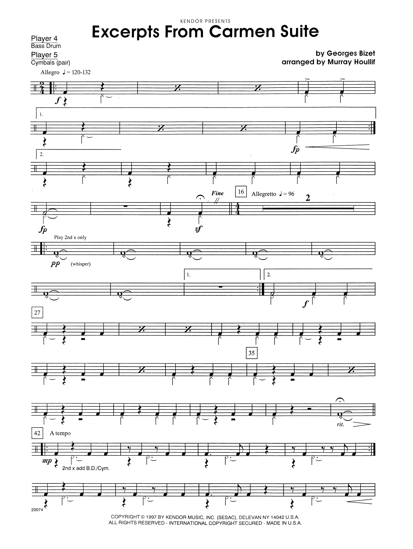 Download Murray Houllif Excerpts From Carmen Suite - Percussion Sheet Music
