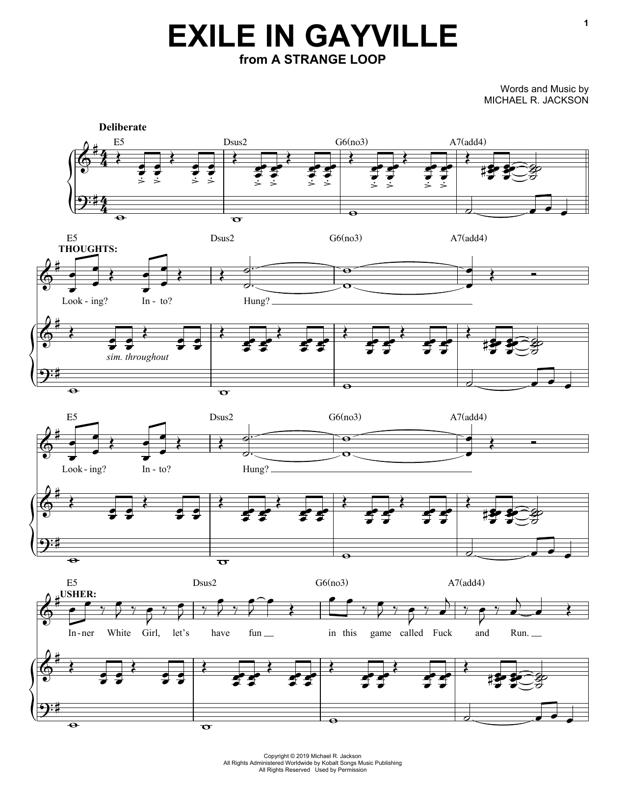 Download Michael R. Jackson Exile In Gayville (from A Strange Loop) Sheet Music