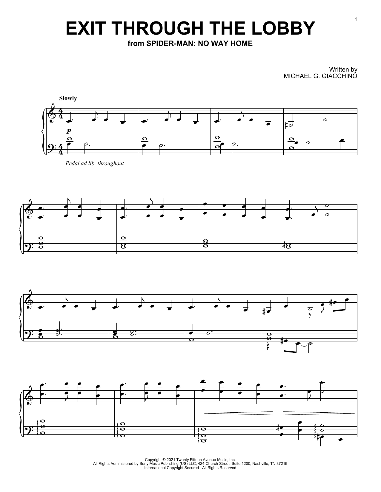 Download Michael Giacchino Exit Through The Lobby (from Spider-Man Sheet Music