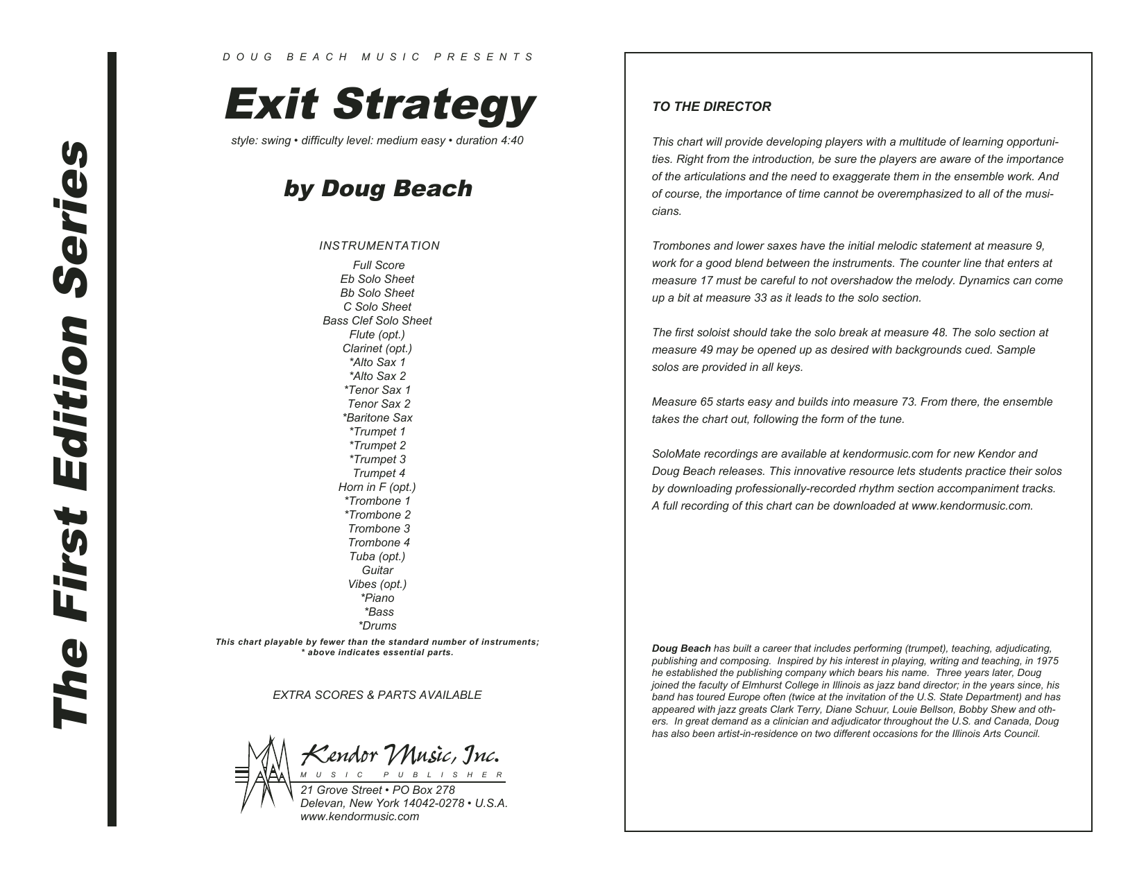 Download Doug Beach Exit Strategy - Full Score Sheet Music