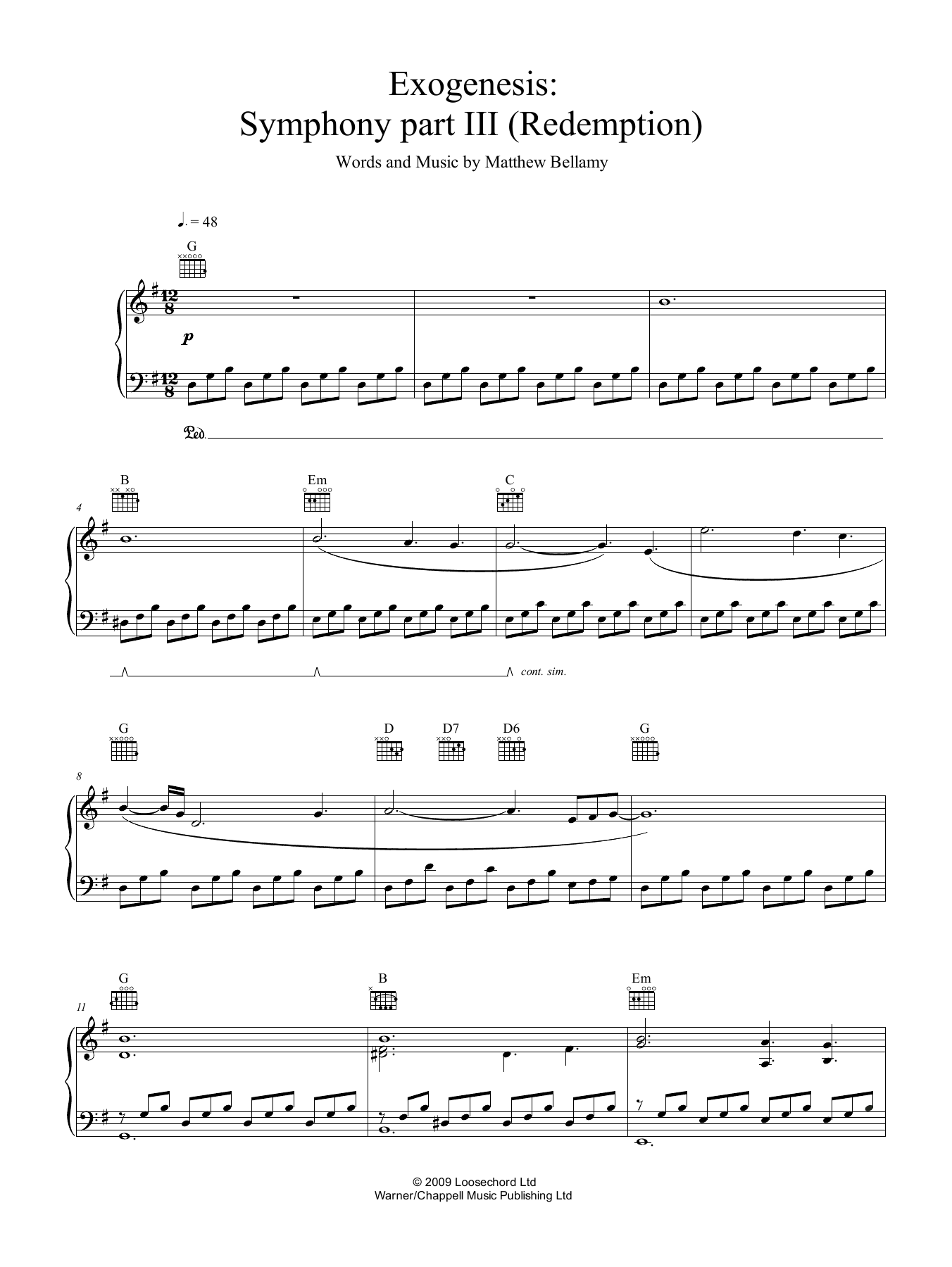 Download Muse Exogenesis: Symphony Part III (Redempti Sheet Music