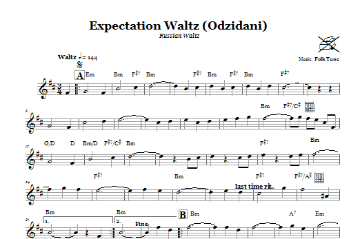 Download Folk Tune Expectation Waltz (Odzidani) (Russian W Sheet Music