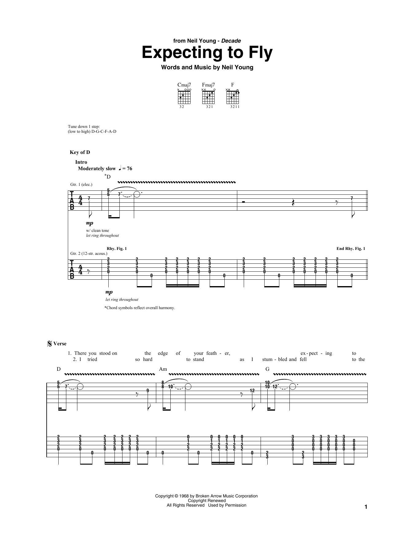 Download Neil Young Expecting To Fly Sheet Music