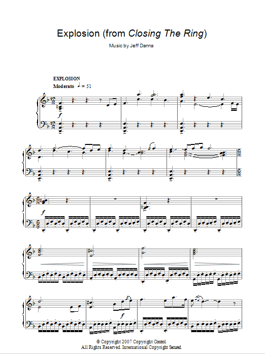 Download Jeff Danna Explosion (from Closing The Ring) Sheet Music