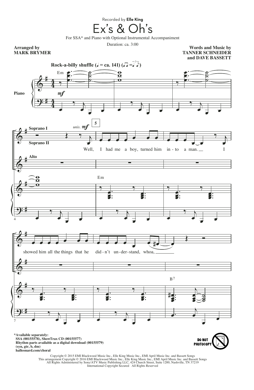 Download Mark Brymer Ex's & Oh's Sheet Music