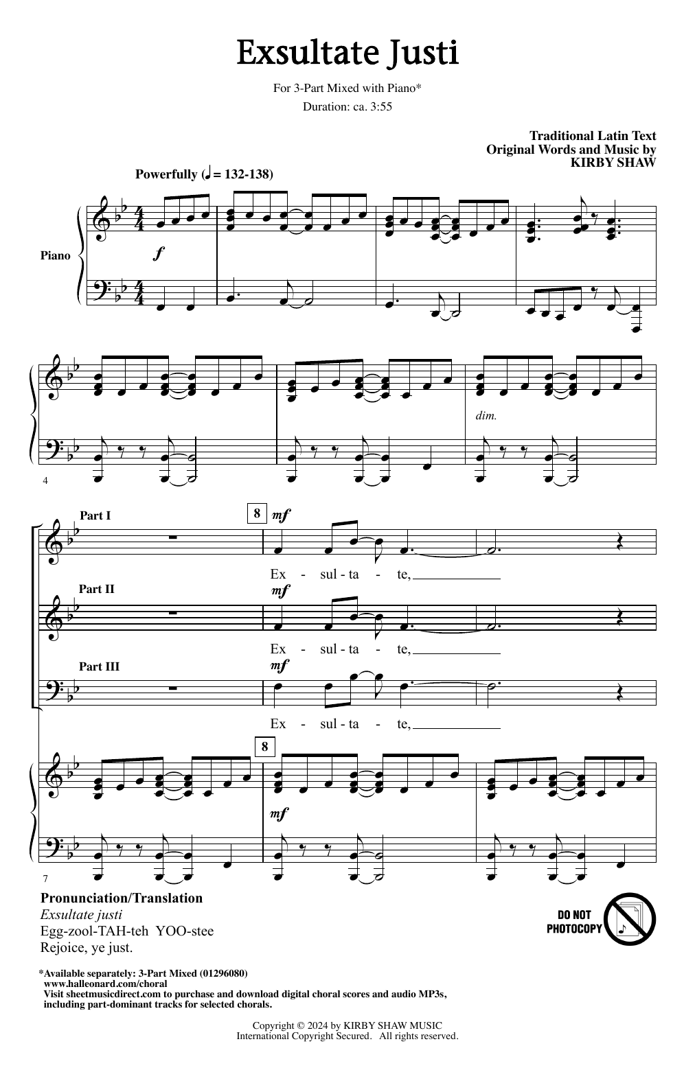 Kirby Shaw Exsultate Justi sheet music notes printable PDF score