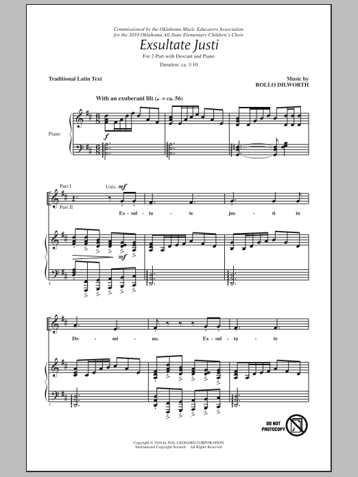 Download Rollo Dilworth Exsultate Justi Sheet Music