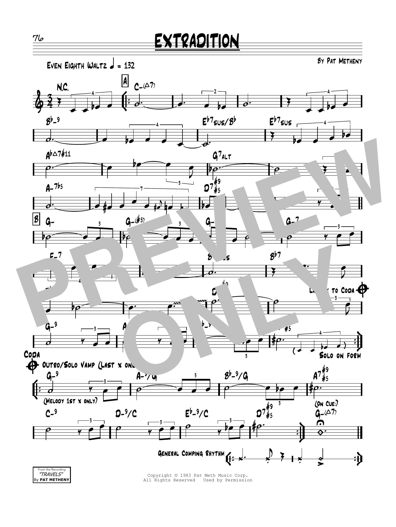 Download Pat Metheny Extradition Sheet Music