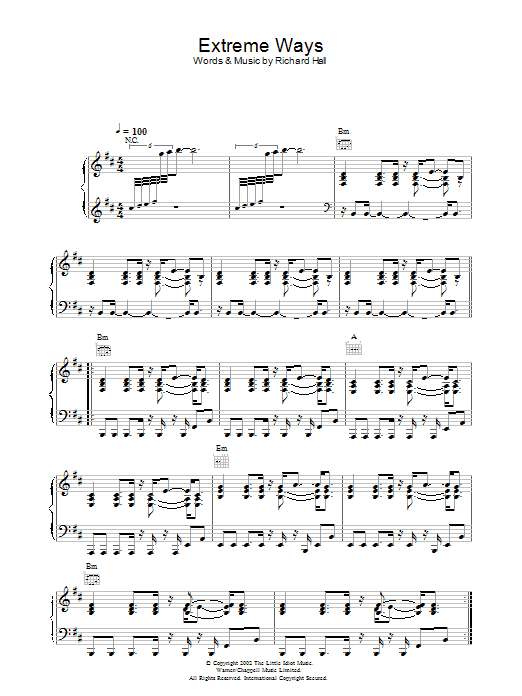 Download Moby Extreme Ways Sheet Music