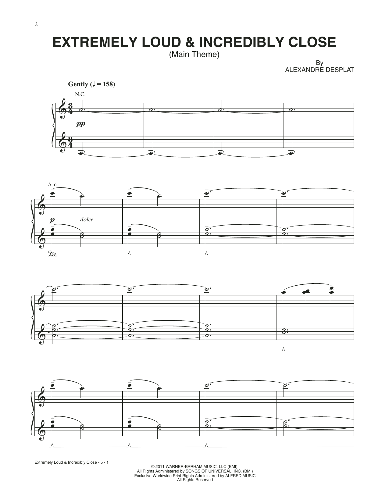 Download Alexandre Michel Desplat Extremely Loud & Incredibly Close Sheet Music