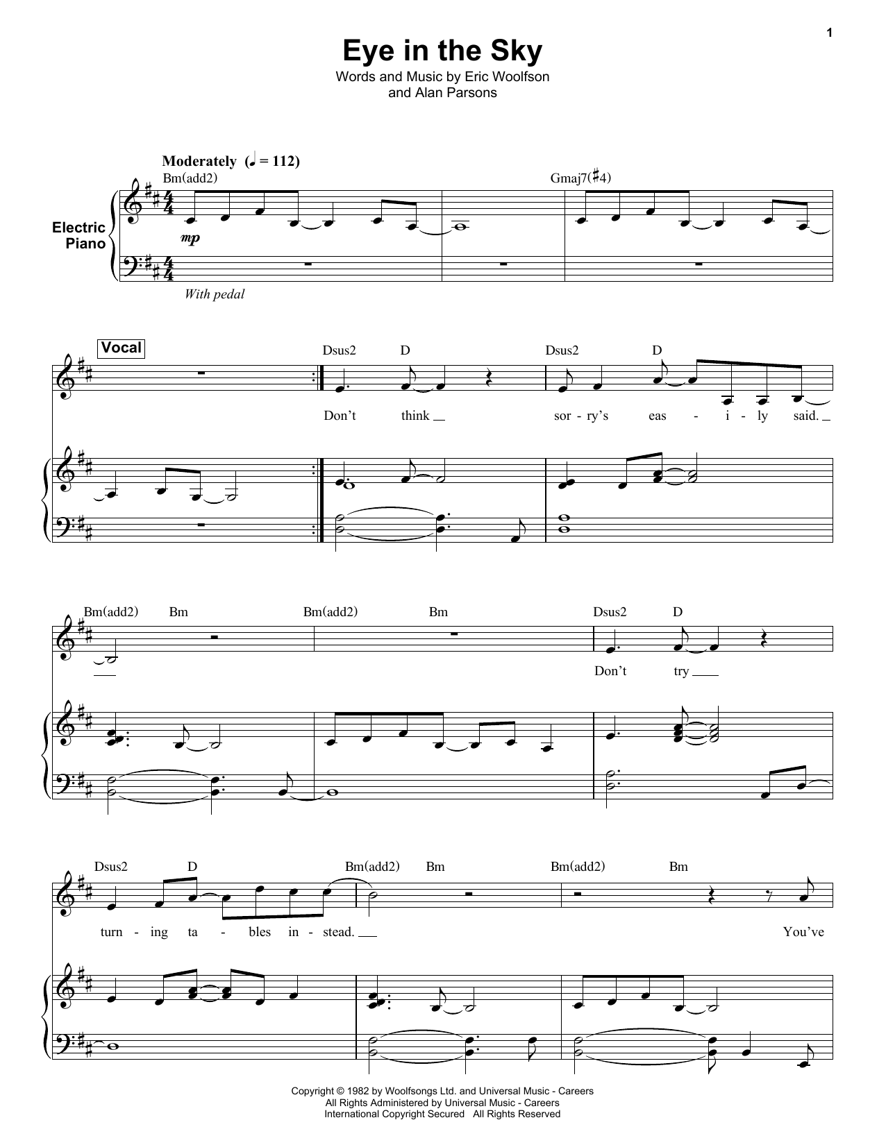 Download Alan Parsons Project Eye In The Sky Sheet Music