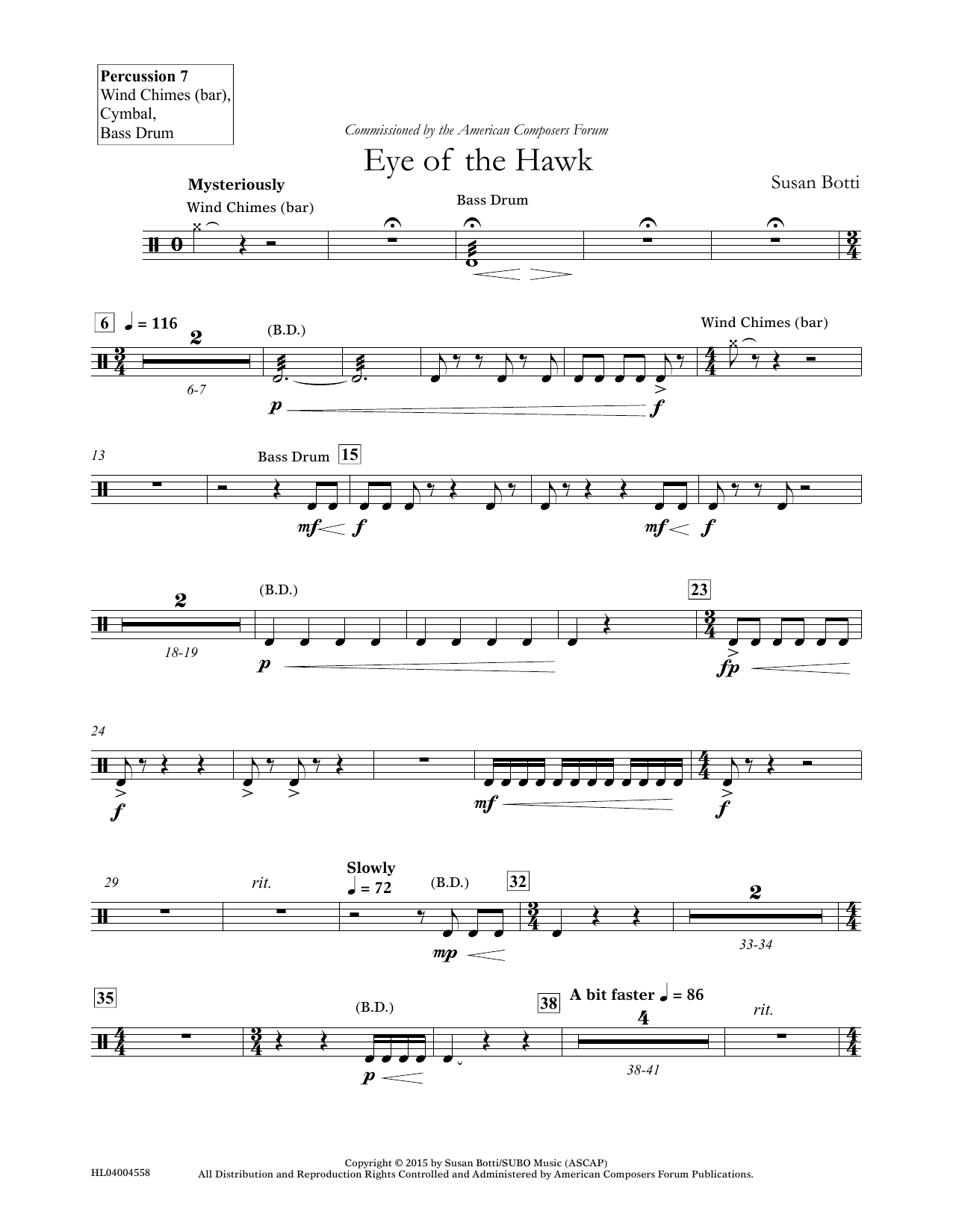 Download Susan Botti Eye of the Hawk - Percussion 7 Sheet Music