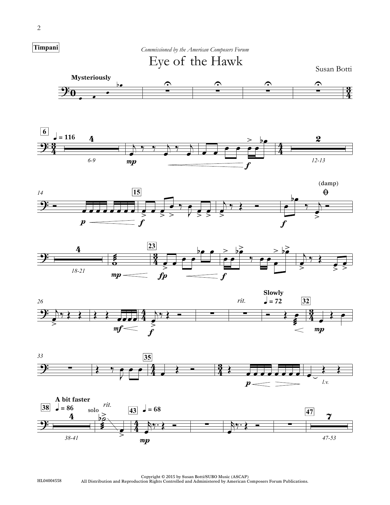 Download Susan Botti Eye of the Hawk - Timpani Sheet Music