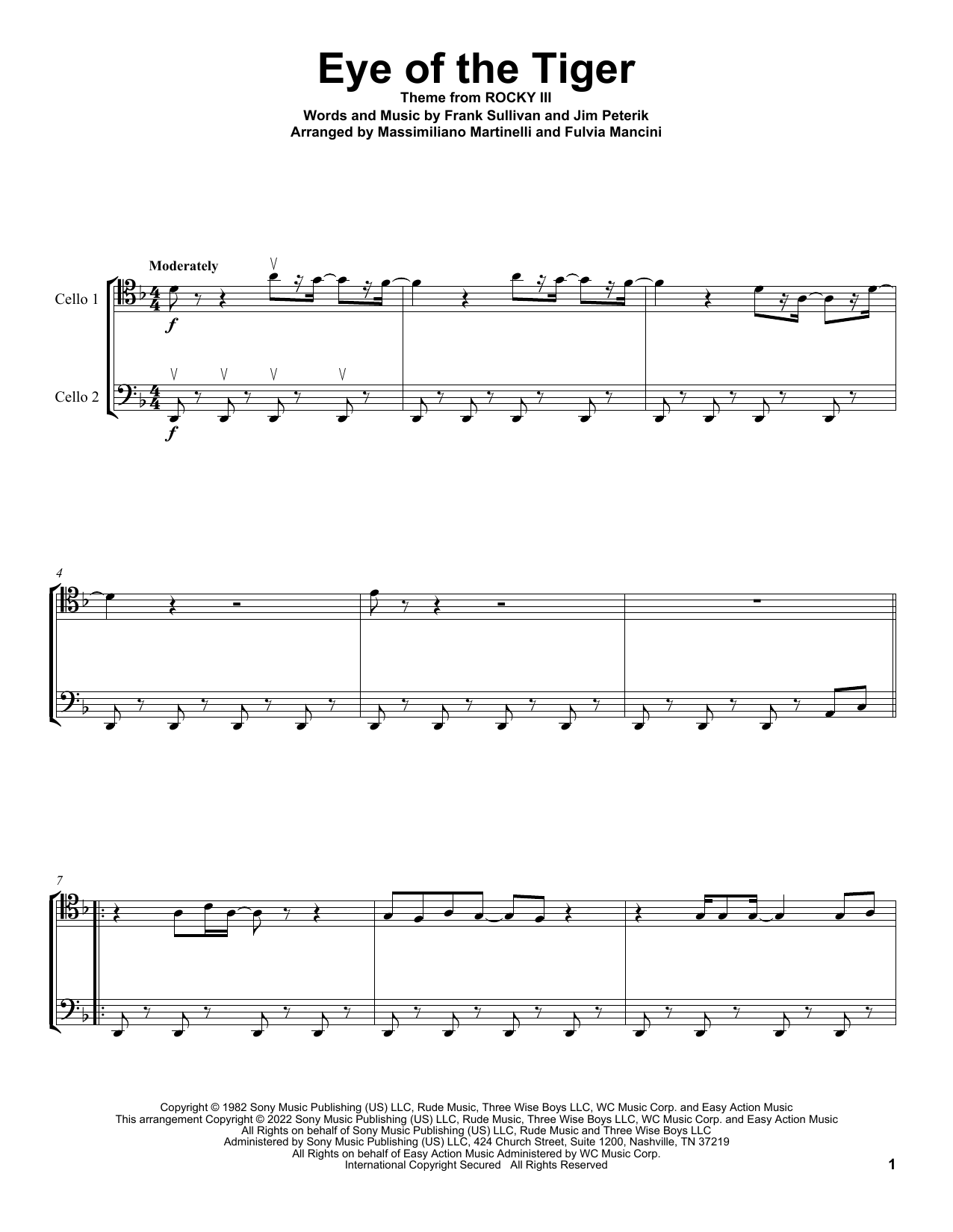 Download Mr & Mrs Cello Eye Of The Tiger Sheet Music