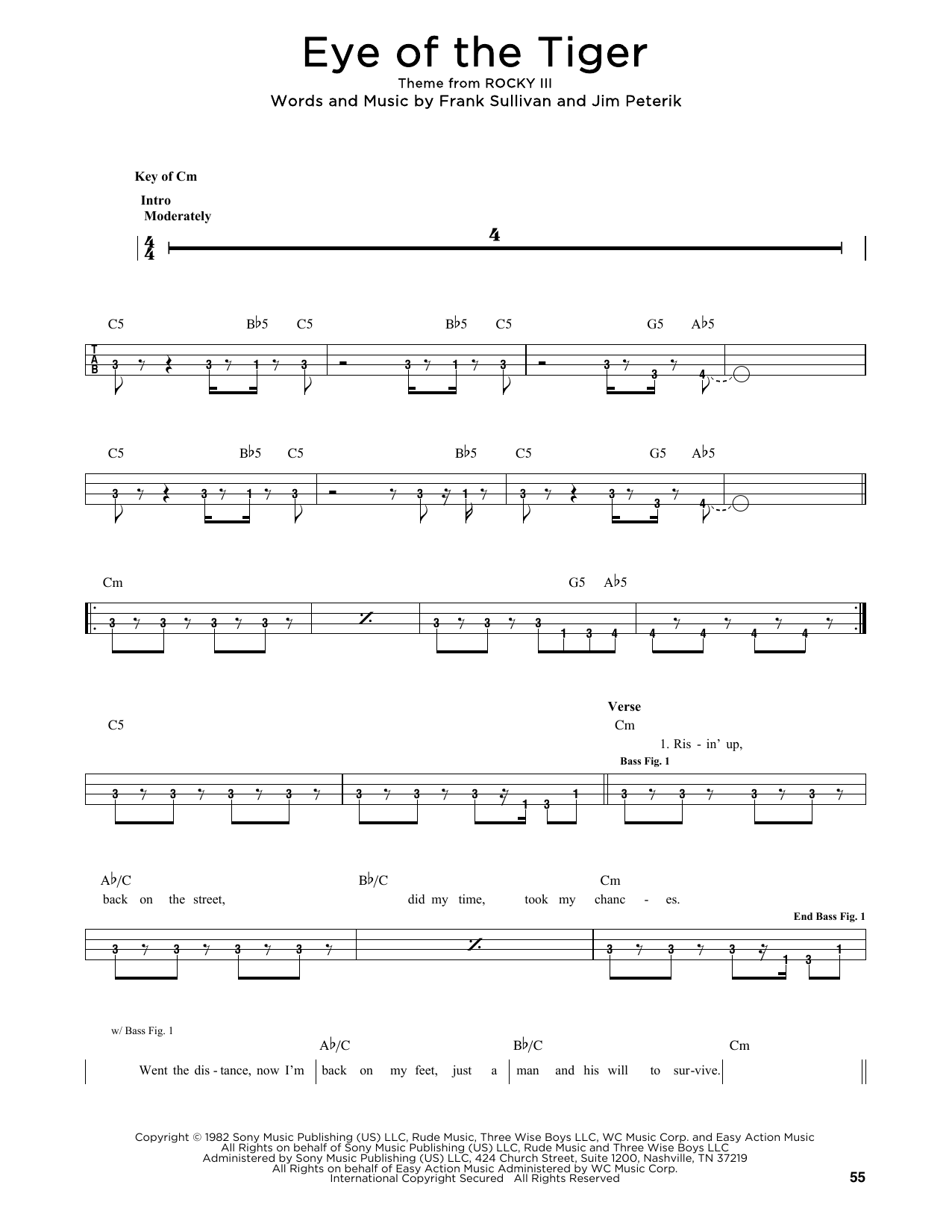 Survivor Eye Of The Tiger sheet music notes printable PDF score
