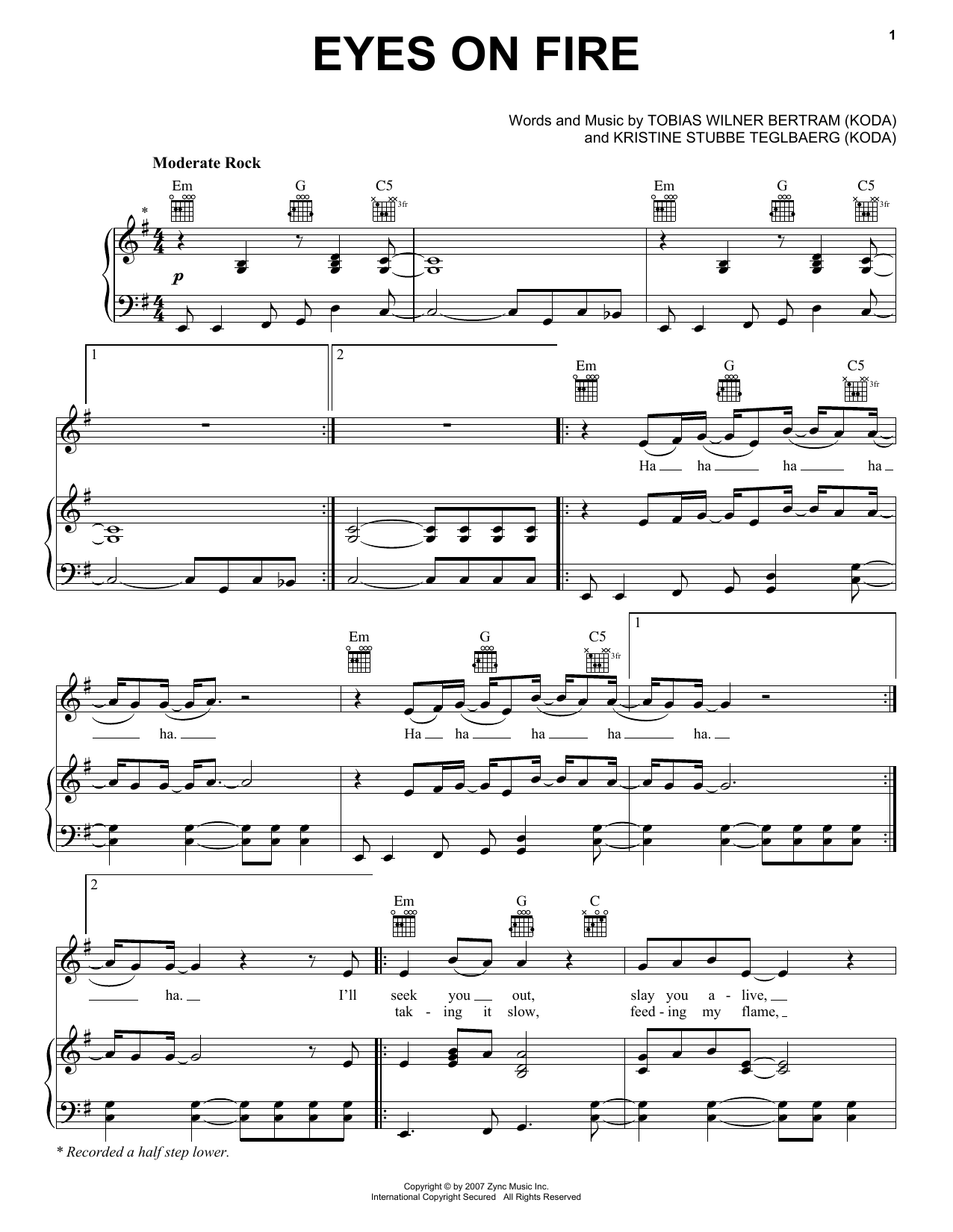 Download Blue Foundation Eyes On Fire Sheet Music