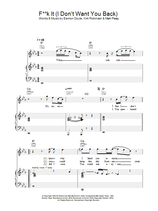 Download Eamon Fuck It (I Don't Want You Back) Sheet Music