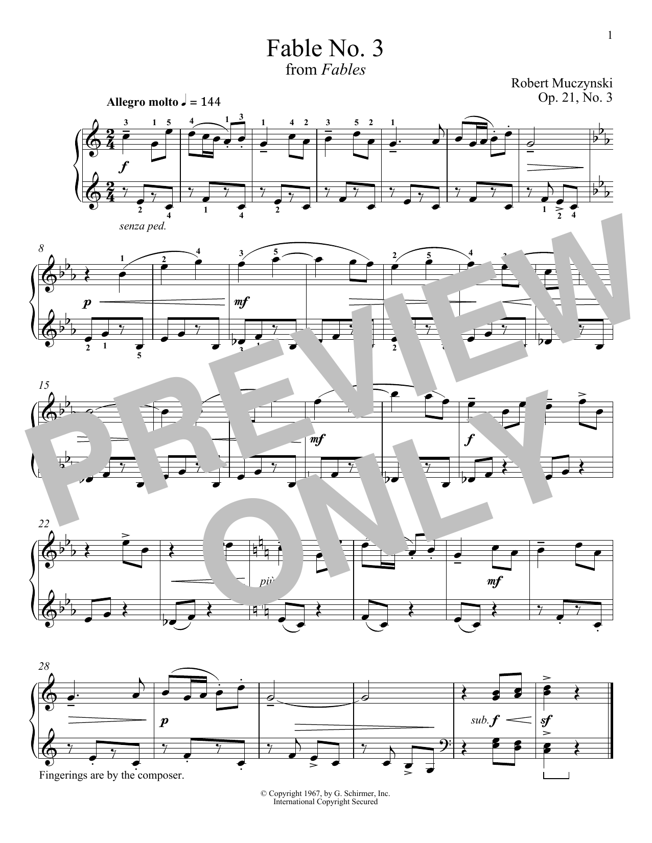 Download Robert Muczynski Fable No. 3, Op. 21 Sheet Music