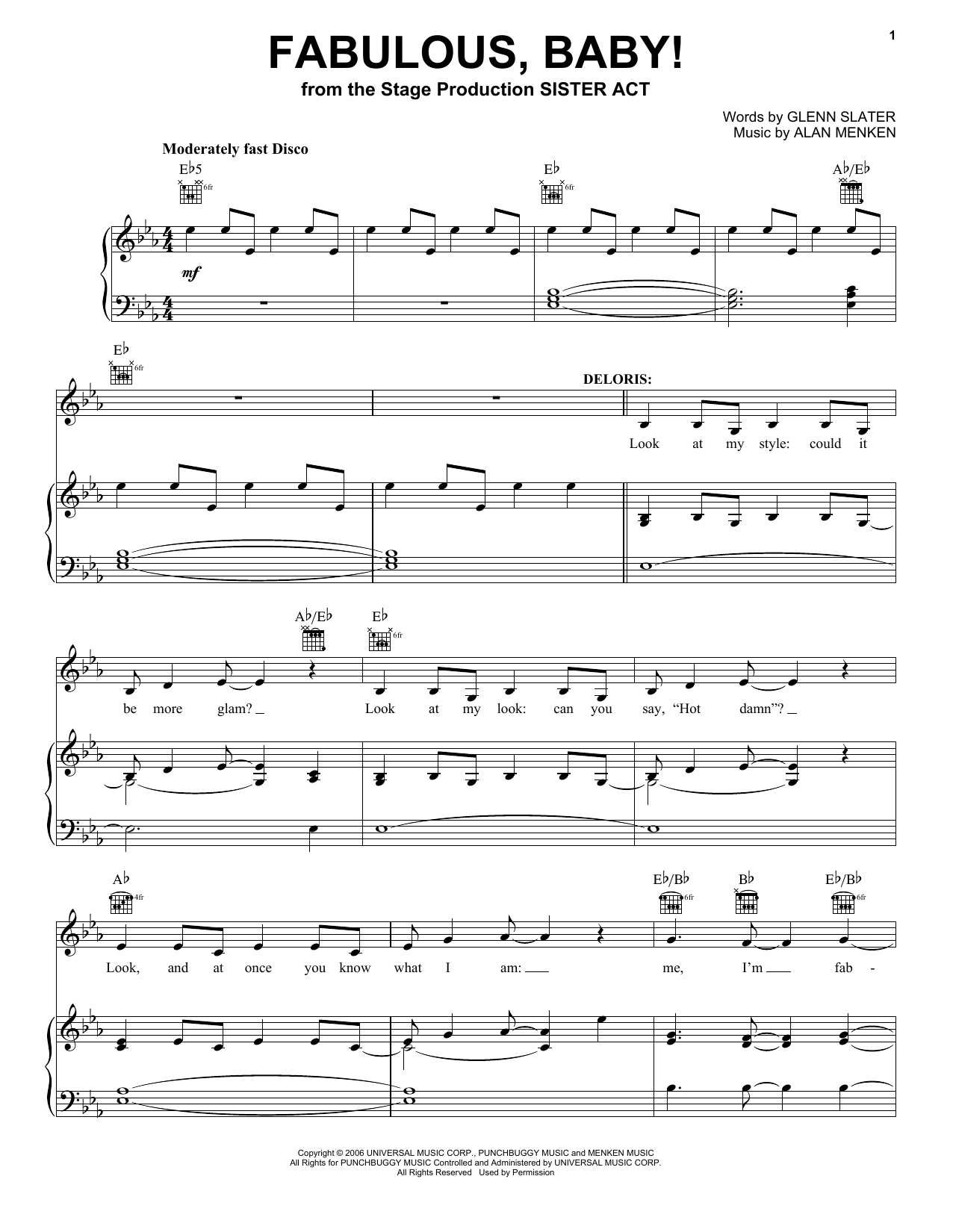 Download Alan Menken & Glenn Slater Fabulous, Baby! (from the musical Siste Sheet Music