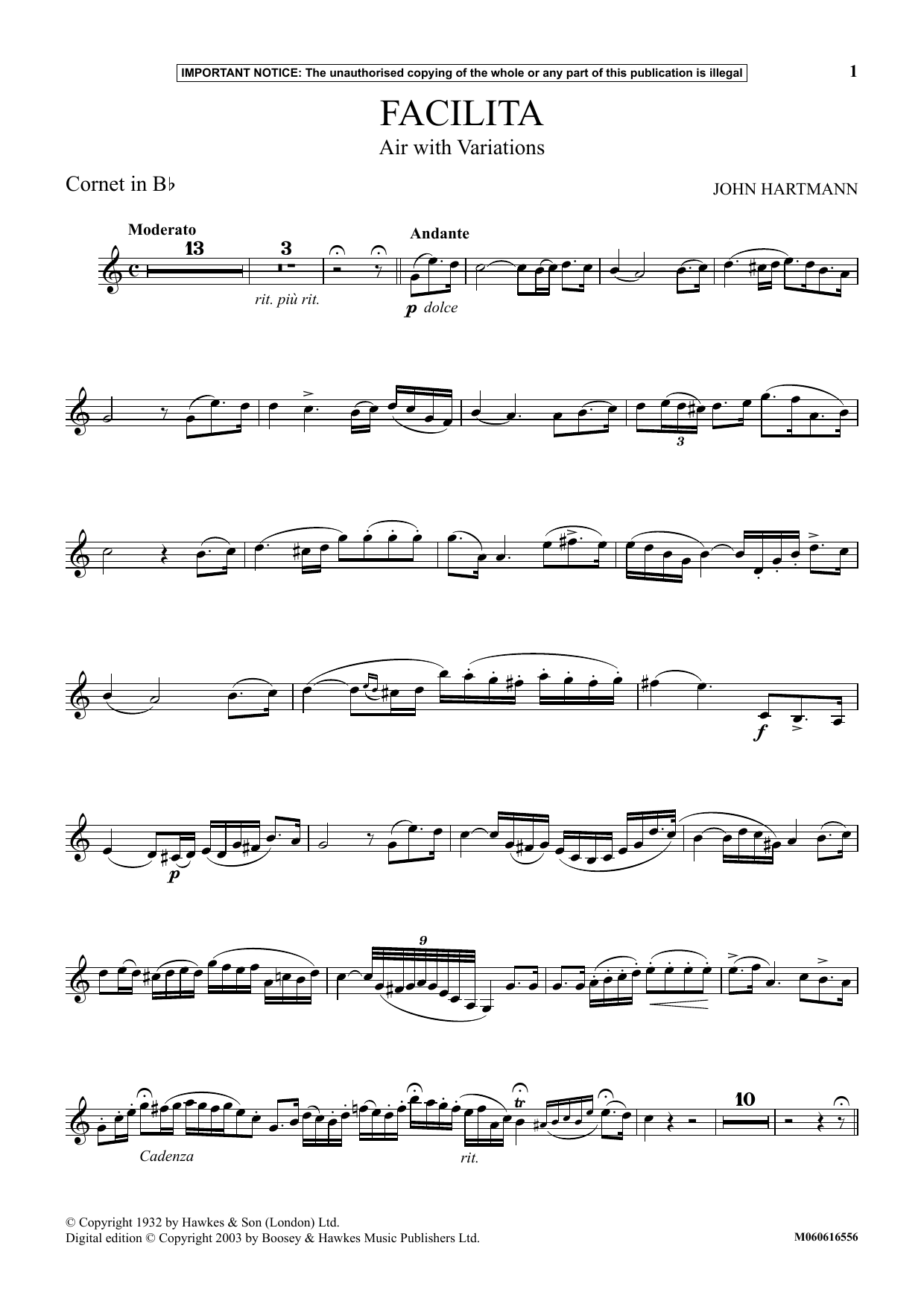 Download John Hartmann Facilita (Air With Variations) Sheet Music