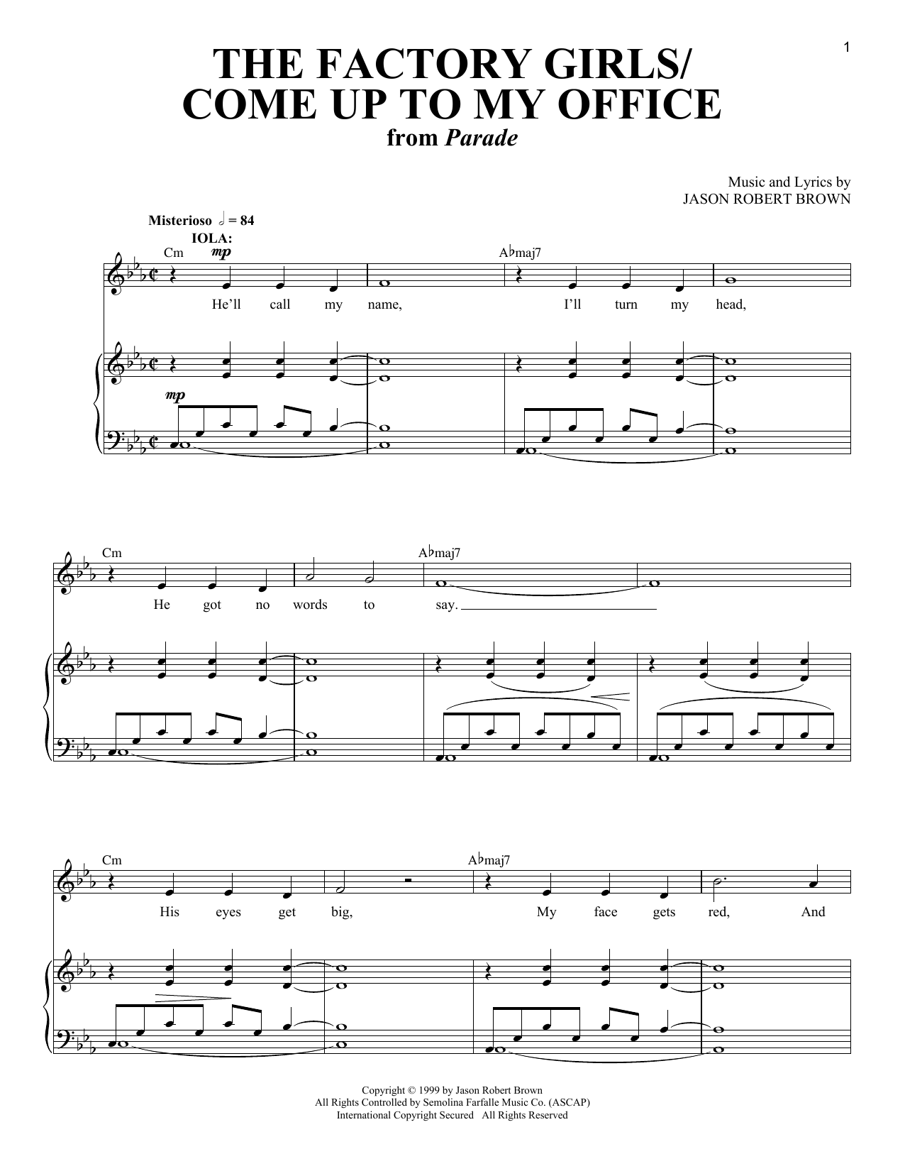 Download Jason Robert Brown Factory Girls / Come Up To My Office (f Sheet Music