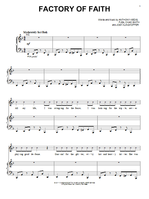 Download Red Hot Chili Peppers Factory Of Faith Sheet Music