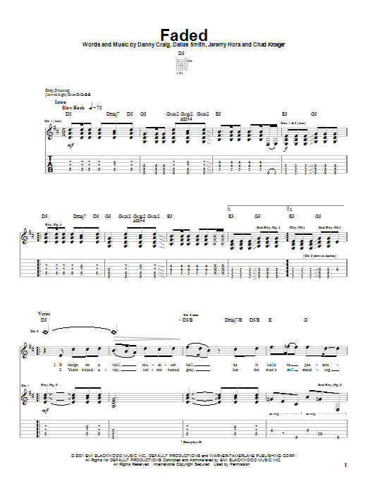 Download Default Faded Sheet Music