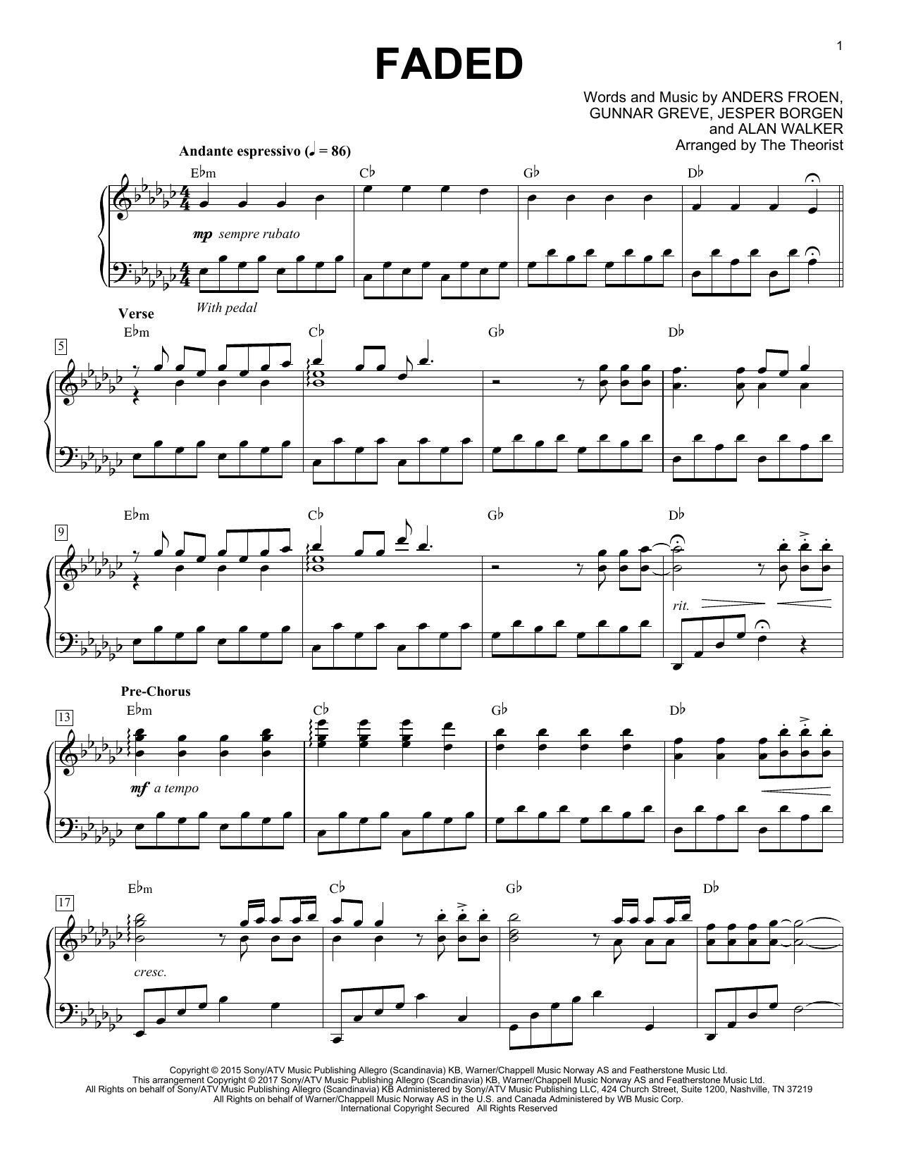 Download The Theorist Faded Sheet Music