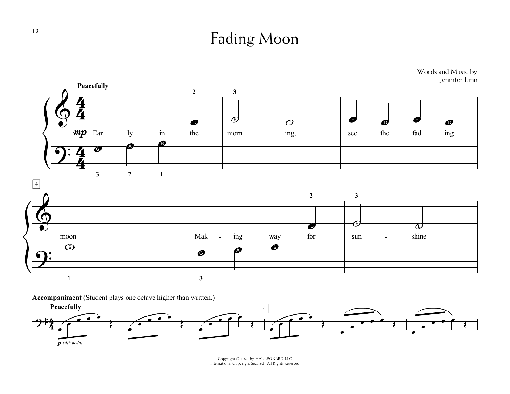 Download Jennifer Linn Fading Moon Sheet Music