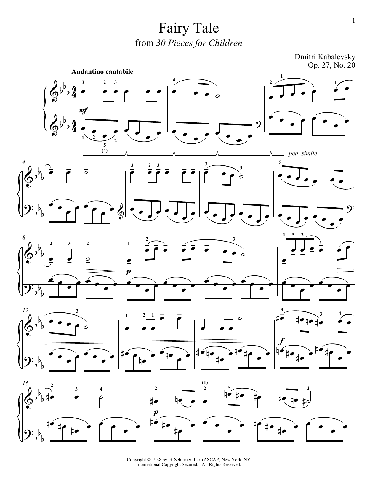 Download Dmitri Kabalevsky Fairy Tale, Op. 27, No. 20 Sheet Music