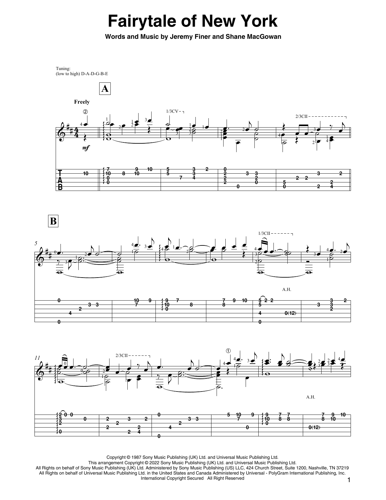 Download The Pogues & Kirsty MacColl Fairytale Of New York (arr. David Jaggs Sheet Music