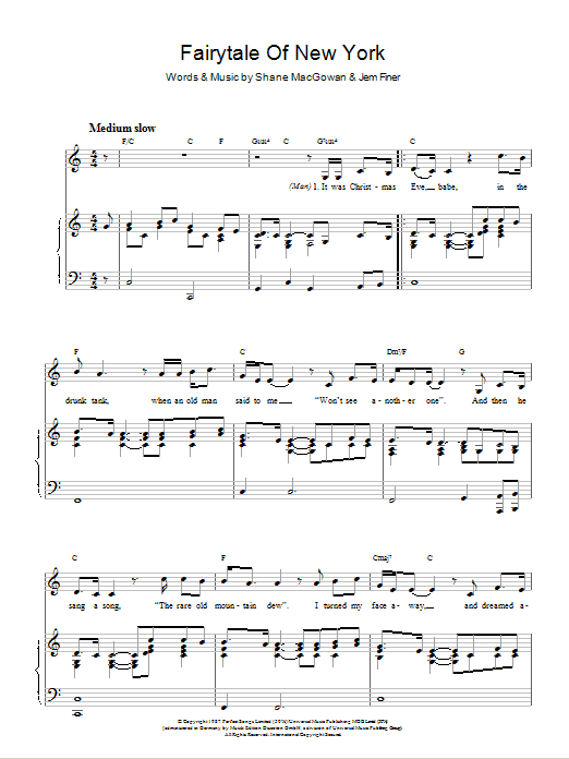 Download The Pogues Fairytale Of New York Sheet Music