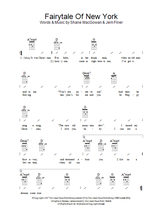 Download The Pogues & Kirsty MacColl Fairytale Of New York Sheet Music