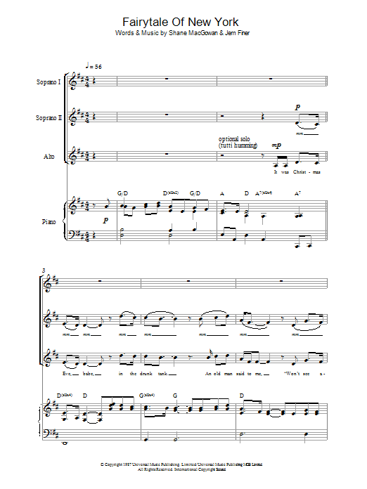 Download The Pogues & Kirsty MacColl Fairytale Of New York (arr. Christopher Sheet Music