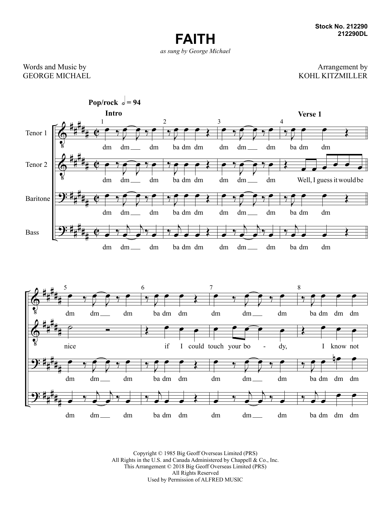 Download George Michael Faith (arr. Kohl Kitzmiller) Sheet Music