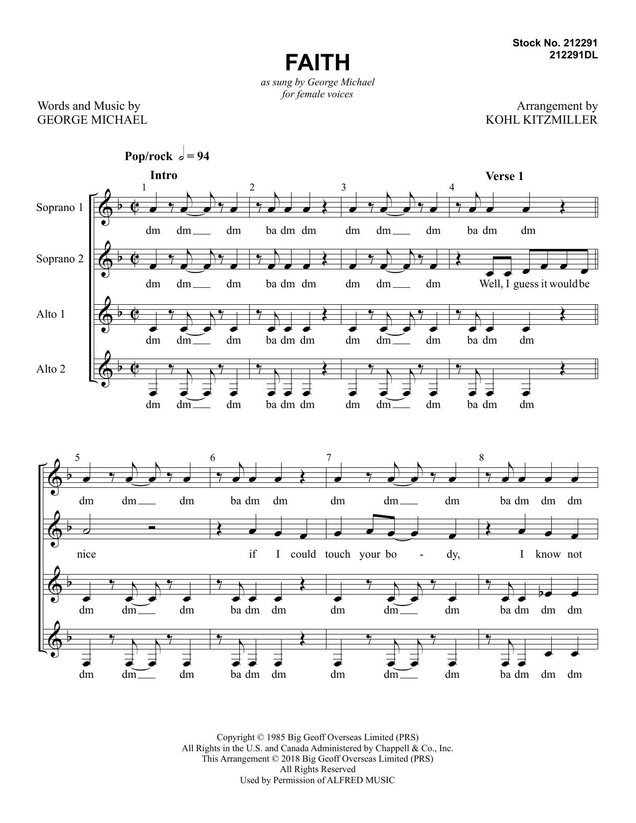 Download George Michael Faith (arr. Kohl Kitzmiller) Sheet Music
