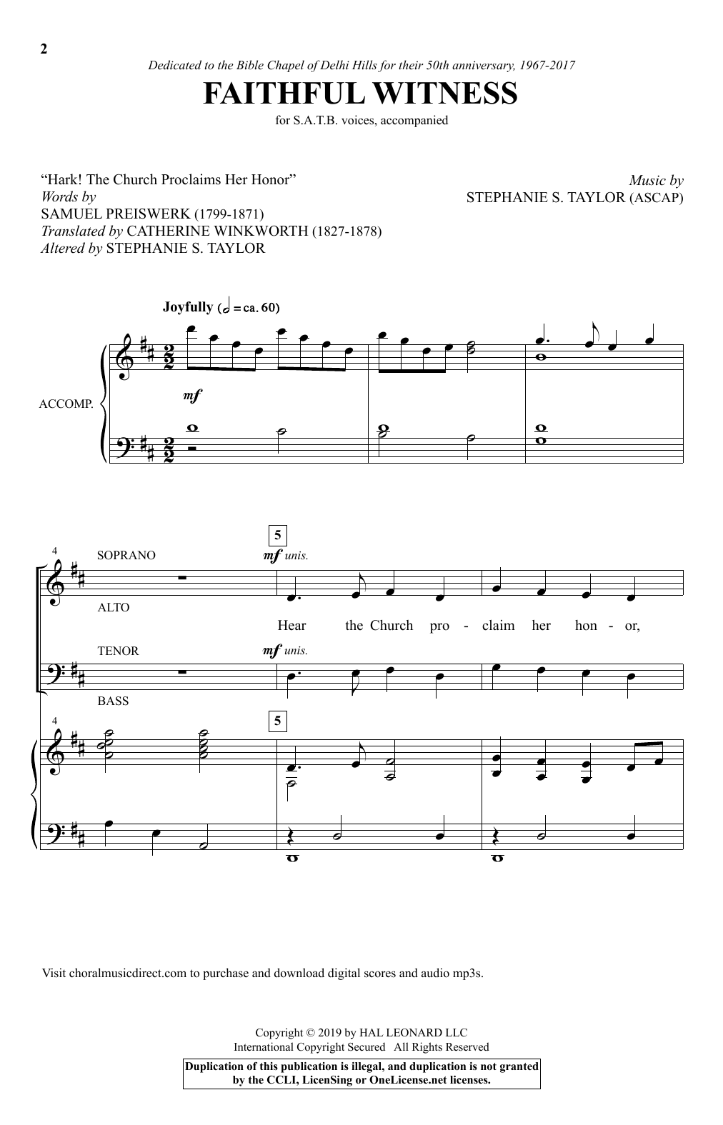 Download Stephanie S. Taylor Faithful Witness Sheet Music