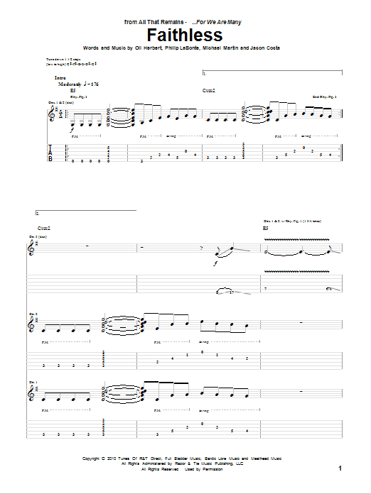Download All That Remains Faithless Sheet Music