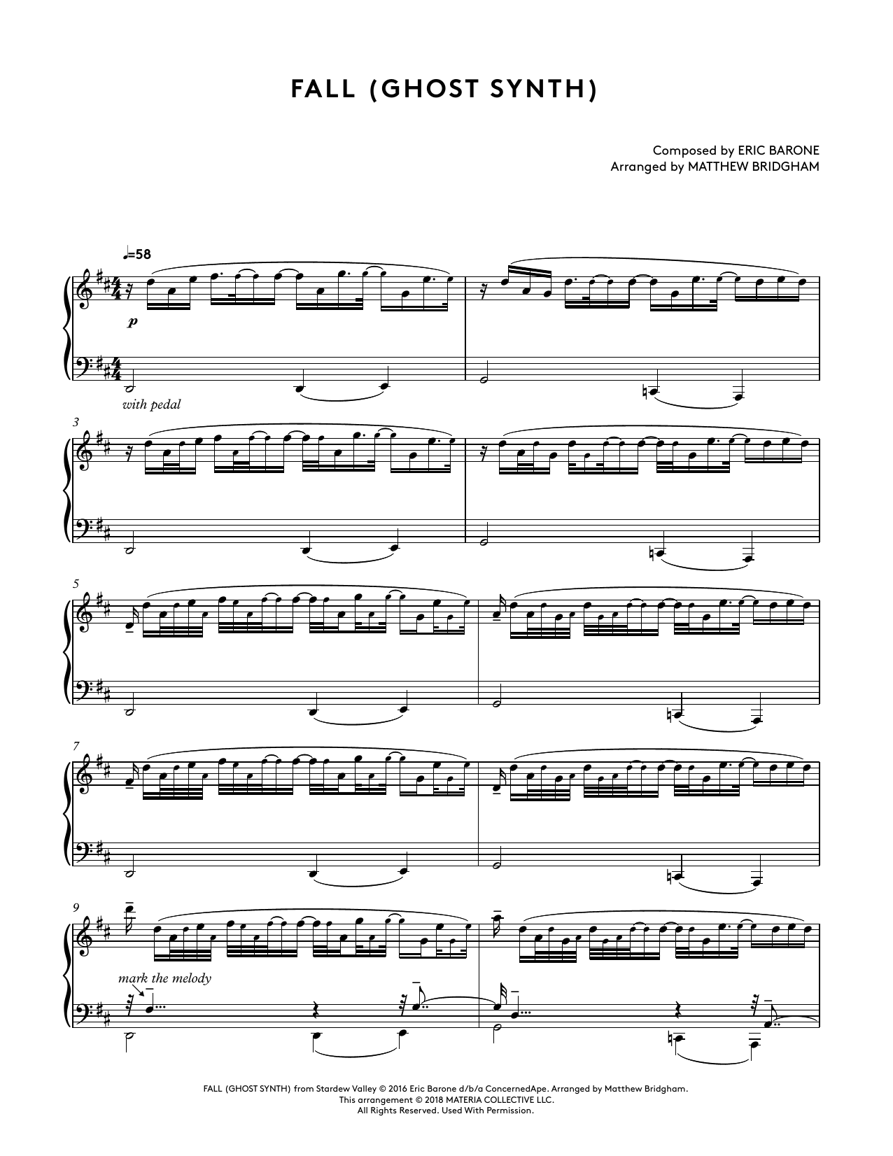 Download Eric Barone Fall (Ghost Synth) (from Stardew Valley Sheet Music