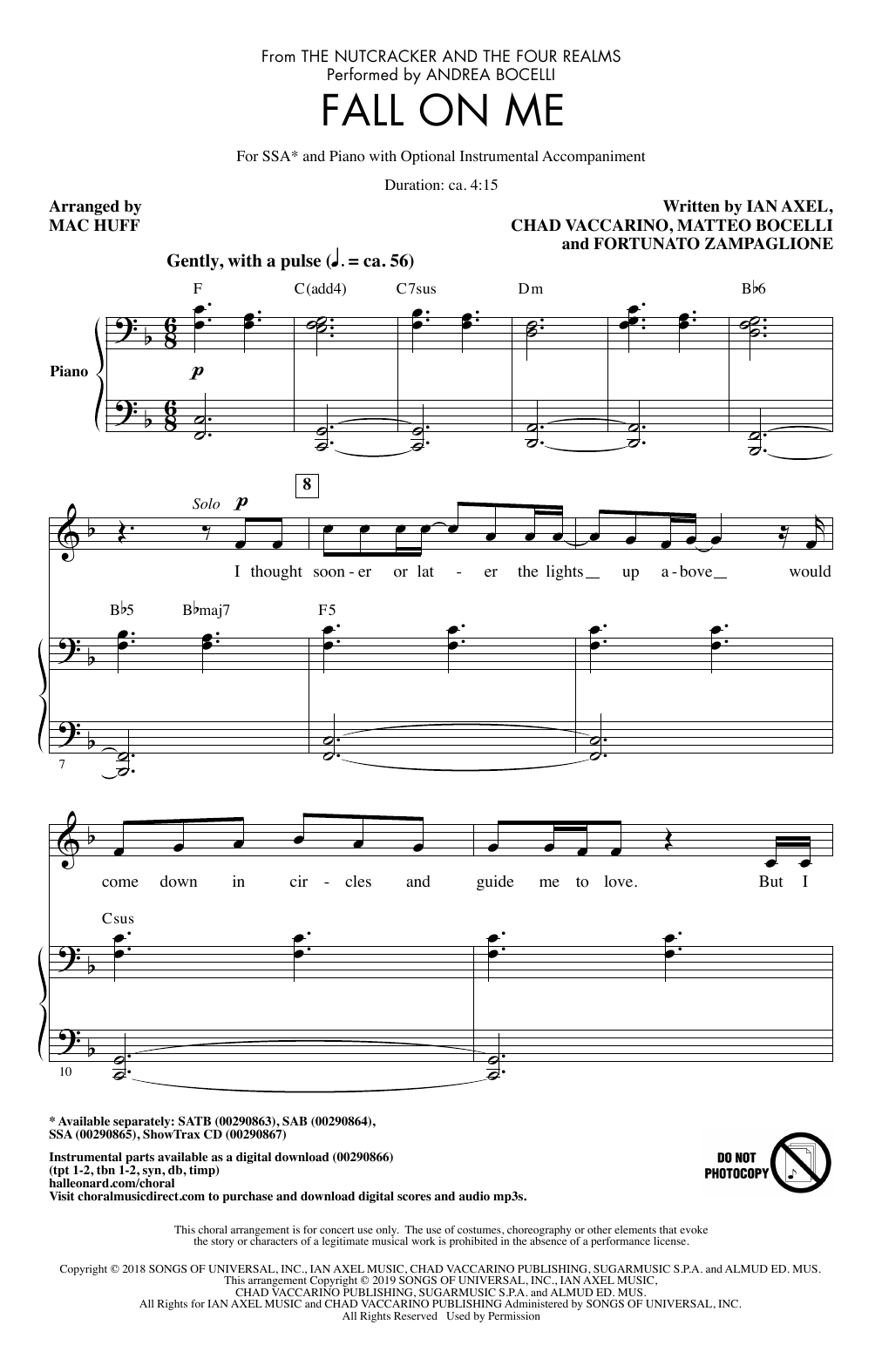 Download Andrea Bocelli & Matteo Bocelli Fall On Me (from The Nutcracker and the Sheet Music