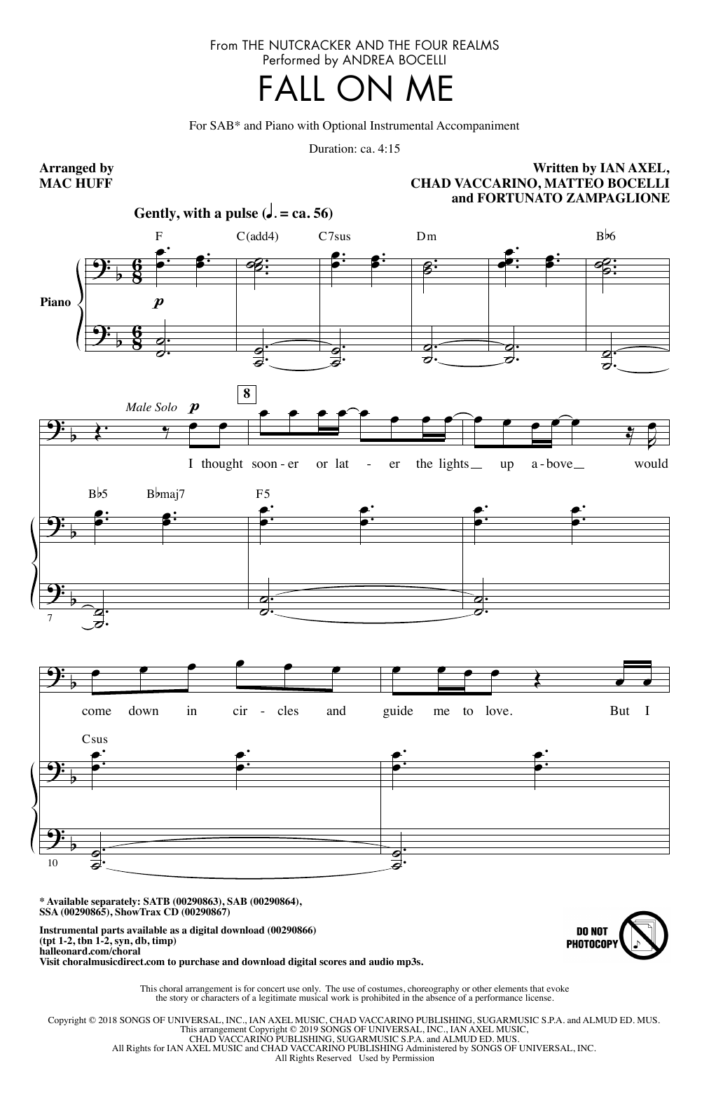 Download Andrea Bocelli & Matteo Bocelli Fall On Me (from The Nutcracker and the Sheet Music
